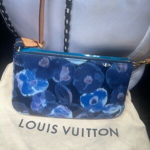 Louis Vuitton blue ikat vernis monogram pochette accessories new model baguette